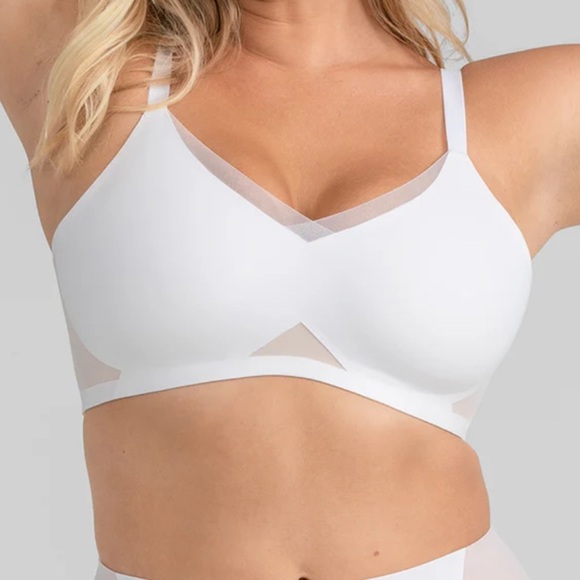 Honeylove Crossover Bra Size 1X 40C/D White Astral Wireless Mesh Comfortable New - Picture 1 of 9